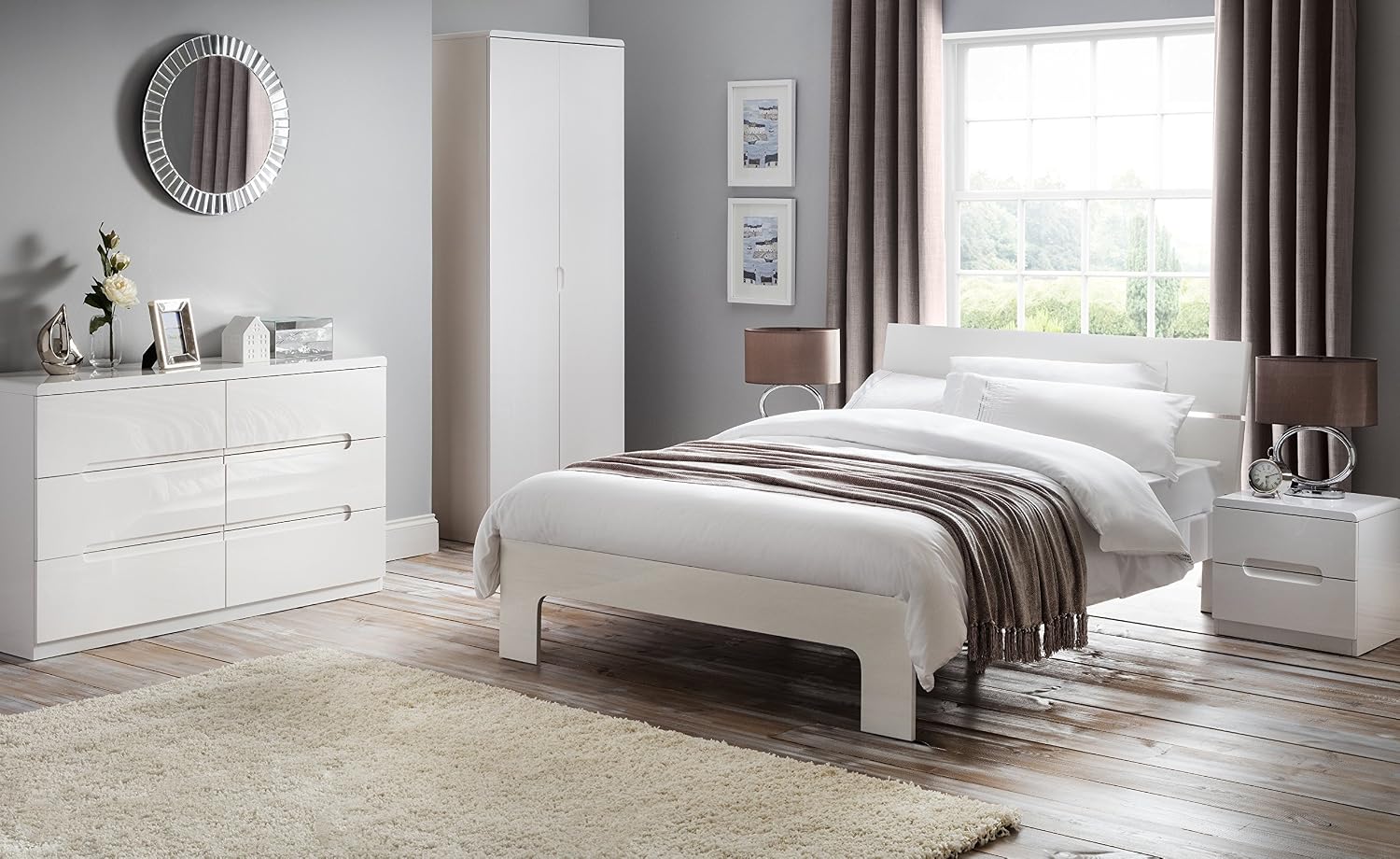 Julian Bowen Manhattan Dressing Table With 2 Drawers - High Gloss White Tables, Height: 77, Width: 100, Depth: 35cm - Image 4
