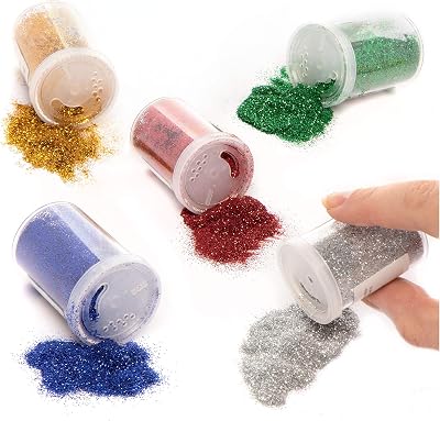Baker Ross Glitter Shakers Pack of 5 Craft Essentials AR716