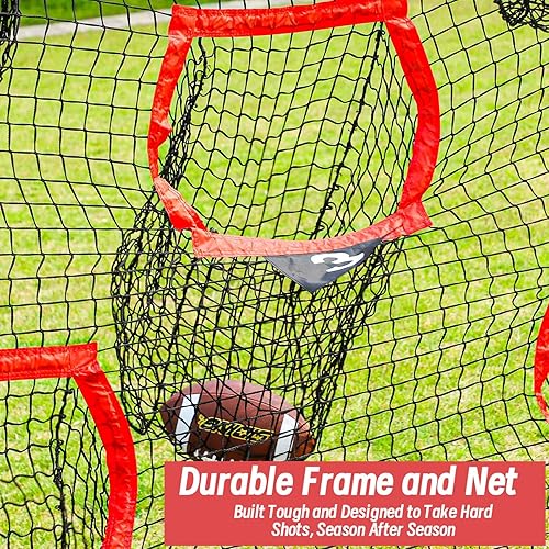 DZLION Football Training Net with Target Pockets 7' x 7'-back