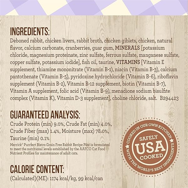 MERRICK PURRFECT BISTRO GRAIN FREE WET CAT FOOD RABBIT RECIPE PATE – (PACK OF 24) 3 OZ. CANS
