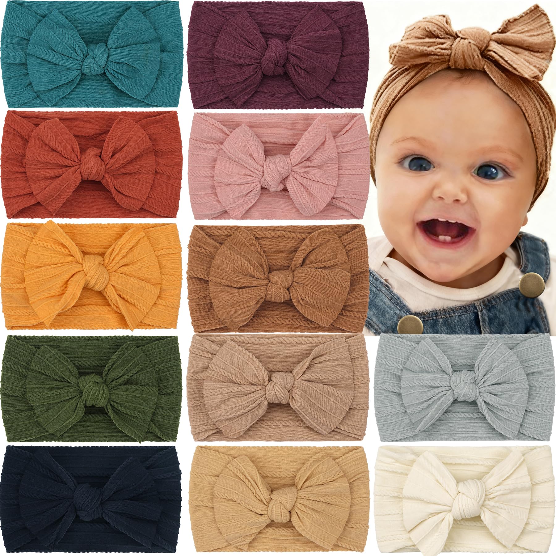 Photo 1 of CÉLLOT Super Stretchy Soft Knot Headbands with Hair Bows Head Wrap Hair Accessories For Newborn Baby Girls Infant Toddlers Kids