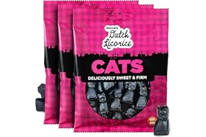 Gustaf's Dutch Licorice Cats - 3 Pack of 5.2oz Bags - Sweet Black Licorice Cats - Dutch Candy from Netherlands - Sweet Black Liquorice Treats