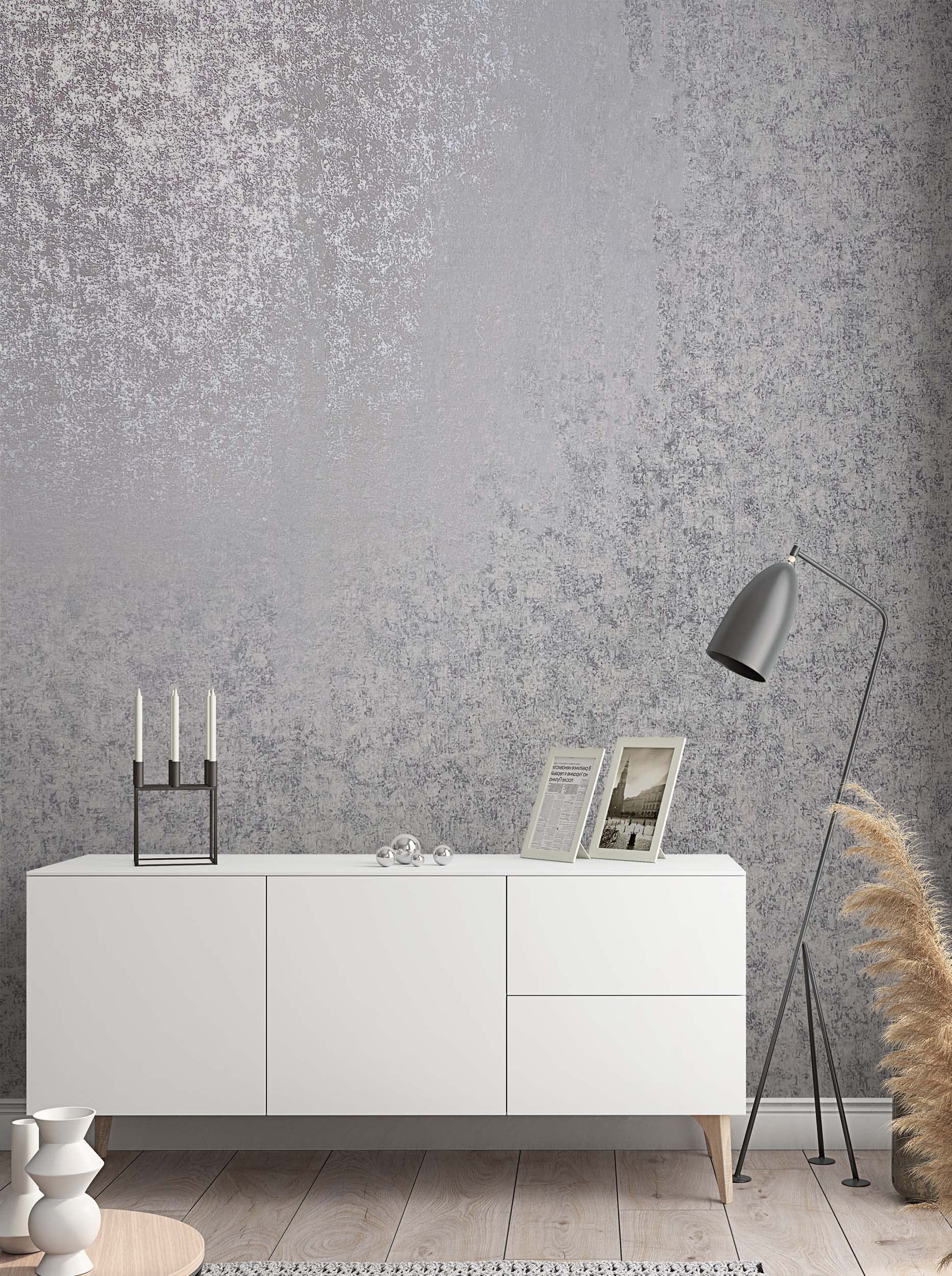 Marburg Tapete Grau Silber Metallic Vliestapete Modern für Schlafzimmer Wohnzimmer 10.05m x 0.53 m Made in Germany