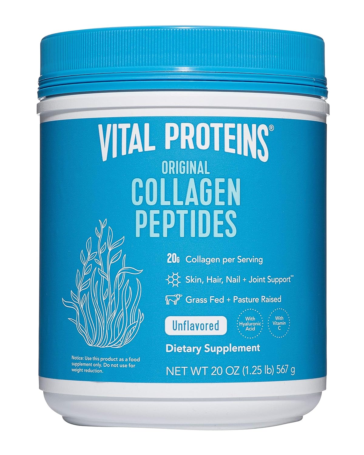 Hydrolyzed Collagen Powder - Vital Proteins Collagen Peptides Grass-Fed and Pasture Raised, dairy free, gluten free, 20 Ounce (Pack of 1)