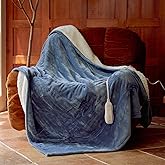 SOGANASA Heated Blanket Throw 50"x60" - Machine Washable Electric Throw Blanket Office Heated Throw Blanket with ETL & FCC Certification 5 Heating Levels 3 Hour Auto-Off Overheat Protection(Blue)