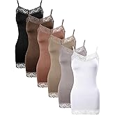 Bencailor Women's Long Tank Tops, Lace Camisole Neck Cami Adjustable Spaghetti Strap Undershirts for Women
