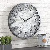 FirsTime & Co. Shiplap Farmhouse Outdoor Wall Clock, American Crafted, Light Gray, 18 x 2.5 x 18,