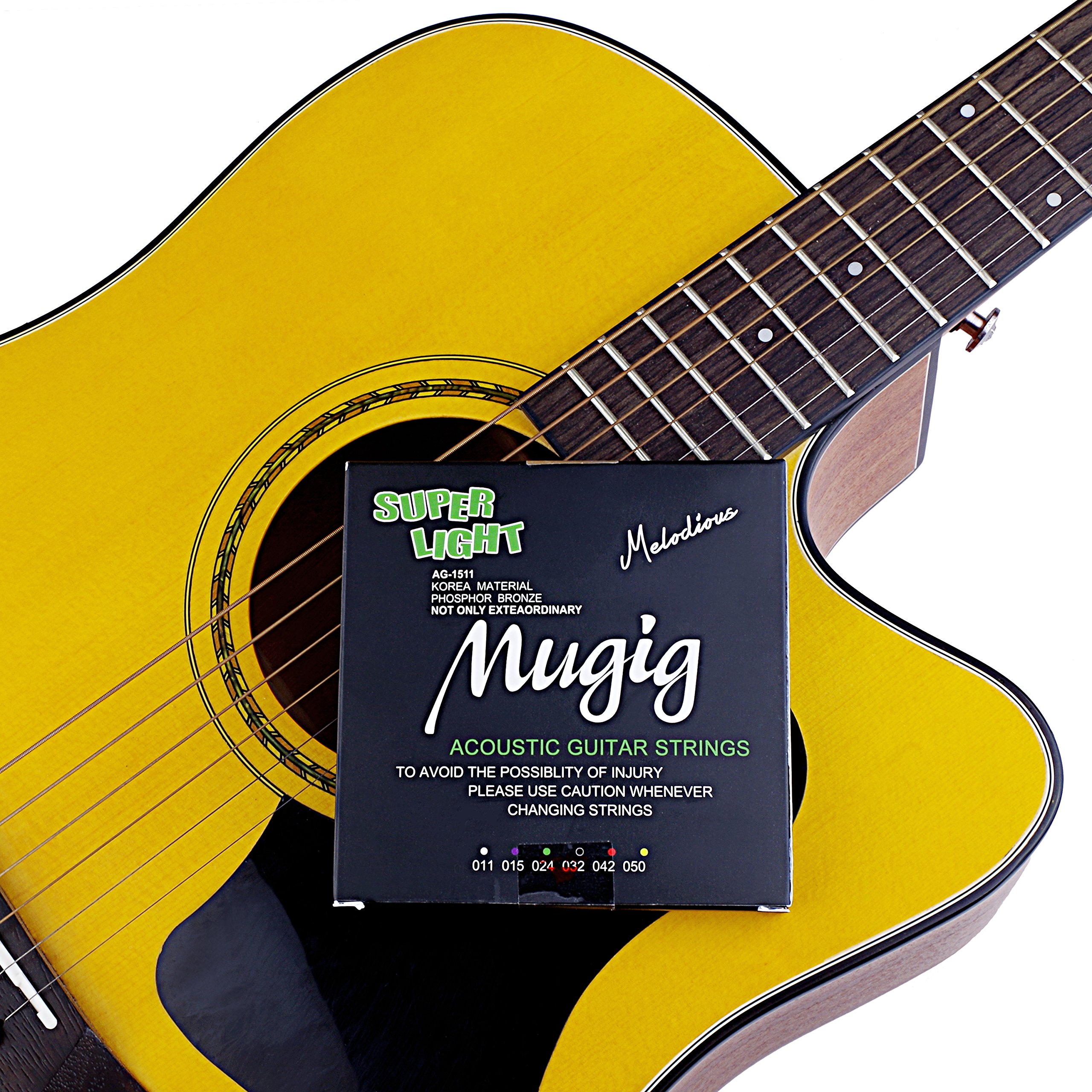 Acoustic Guitar String Mugig Korean Phosphor Bronze and Steel Pack of Two