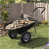 ARNOT Enlarged 2-Wheel Wheelbarrow, Easy Loading and Dumping Garden Cart, Heavy Duty Utility Dump Cart for Outdoor Lawn Yard 