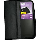 Avery Zipper 3 Ring Binder, 1" Round Rings, 1 Black Binder | For School and Office Organization on the Go, Zippered Edge Closure, Exterior Storage Pocket, Lightweight Slim Design