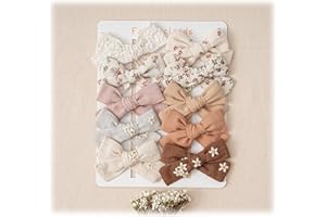 FANCY CLOUDS Hair Bows Clips for Girls,10 Pack Handmade Hair Accessories Barrettes Alligator Clips for Baby Toddler Infant School Gifts