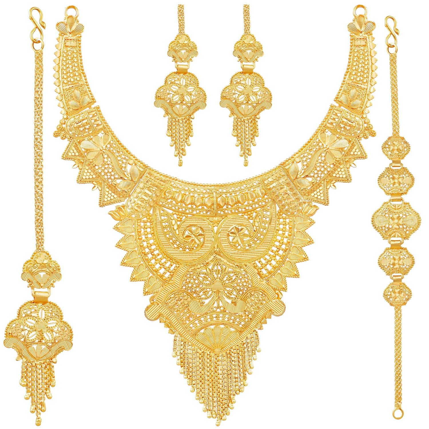 Buy Mansiyaorange Brass Gold Plated And Cubic Zirconia Bridal Jewellery Set For Women Golden At Amazon In mansiyaorange brass gold plated and cubic zirconia bridal jewellery set for women golden