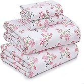 RUVANTI 100% Cotton Sheets – Full Size Percale Bedding, Cooling & Breathable Floral Design, Durable with a Crisp, Soft & Comfortable Feel, 16" Deep Pocket, 4-Piece Set, Bloomex