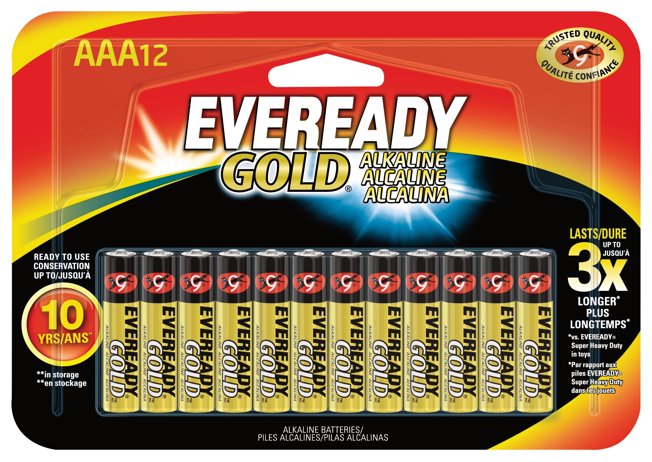 Eveready Gold AAA Batteries, Alkaline Triple A Battery (12 Count) A92BP