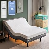Renanim SF Adjustable Bed Frame with Mattress Included Massage - Queen Adjustable Bed + Firm Mattress - Cooling Gel Memory Foam Mattres, USB, UnderBed Light Zero Gravity Electric Base