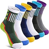 Welwoos 6 Pairs Kids Boys Girls Socks Athletic Basketball Youth Sport Crew Cotton Breathable Soft Socks