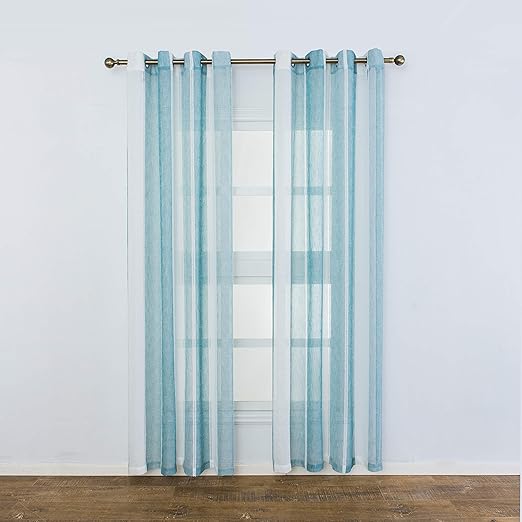 Amazon Com Aquazolax Linen Semi Sheer Curtains Voile Window