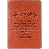 WHLBHG Christian Sister Gift Leather Notebook for Women Sister Religious Sisters in Christ Gifts Christmas Birthday Gifts for Sister Friends Friendship Faith Gifts (To my sisterinchrist)