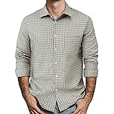AOTIK Mens Gingham Button Down Shirt Long Sleeve Dress Shirts Business Casual Shirts with Pockets