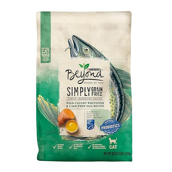 PURINA BEYOND NATURAL GRAIN FREE DRY CAT FOOD WHITEFISH AND EGG RECIPE WITH ADDED VITAMINS, MINERALS AND NUTRIENTS – 3 LB. BAG