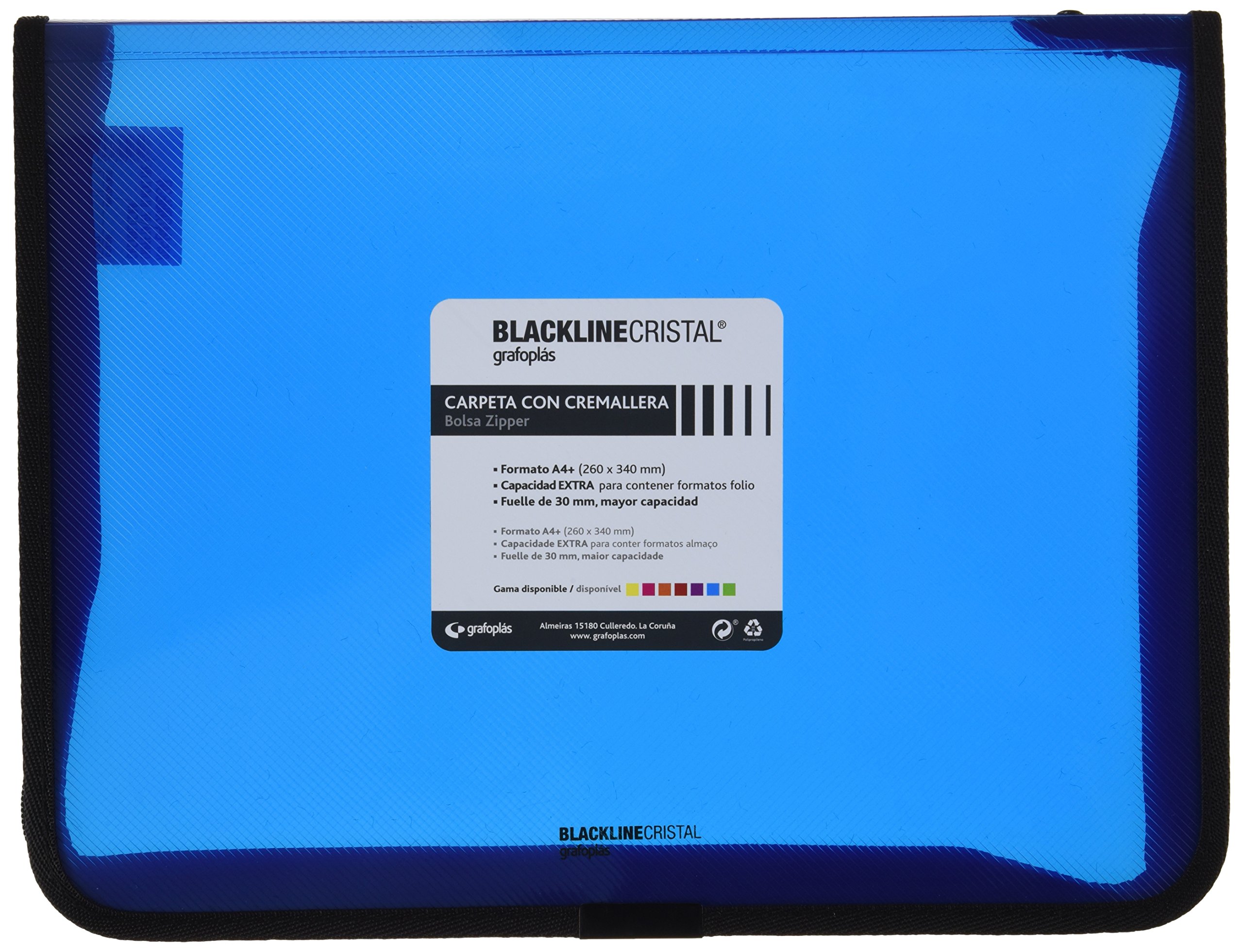 Grafoplas 4800630 – Writing Case with Zip, Blue, A4 +