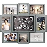Malden International Designs Gray Cherish Every Moment 8-Opening Sentiment Dimensional Picture Frame Wall Collage, 8372-08