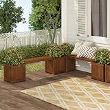 Furinno Hardwood Planter Box Teak Oil Wood Natural 182.12 W x 44.70 H cm view 3