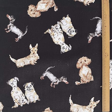 Amazon 生地 いぬ柄 犬 イヌ いぬ わんこ 柄 マイケルミラー Michael Miller Fabrics巾約110cm長さ約100cm カットクロス パグ ダルメシアン 黒 輸入 Usa プリント生地 布 生地 通販
