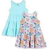 Spotted Zebra Girls and Toddlers' Knit Sleeveless Tiered Dresses, Pack of 2