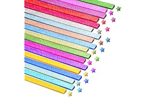 LINXIU 1080 Sheets Glitter Origami Stars Paper Strips Lucky Star Colorful Decoration Folding Paper Sparkling Strip DIY Hand Art Crafts Gifts Supplies