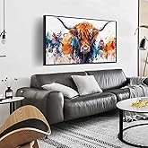 ZHAOSHOP Highland Cow Canvas Wall Art for Living Room - Modern Prints Wall Art for Office - Framed Artwork for Walls Size 24" x 48"