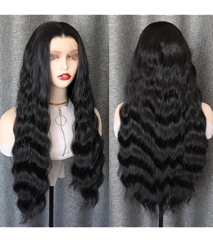 Amazon.com : IMSTYLE Long Dark Brown Wavy Wigs Free Part  display picture 1