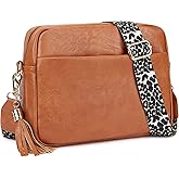 Cynure Women's Leather Crossbody Bag Zipper Shoulder Camera Purse