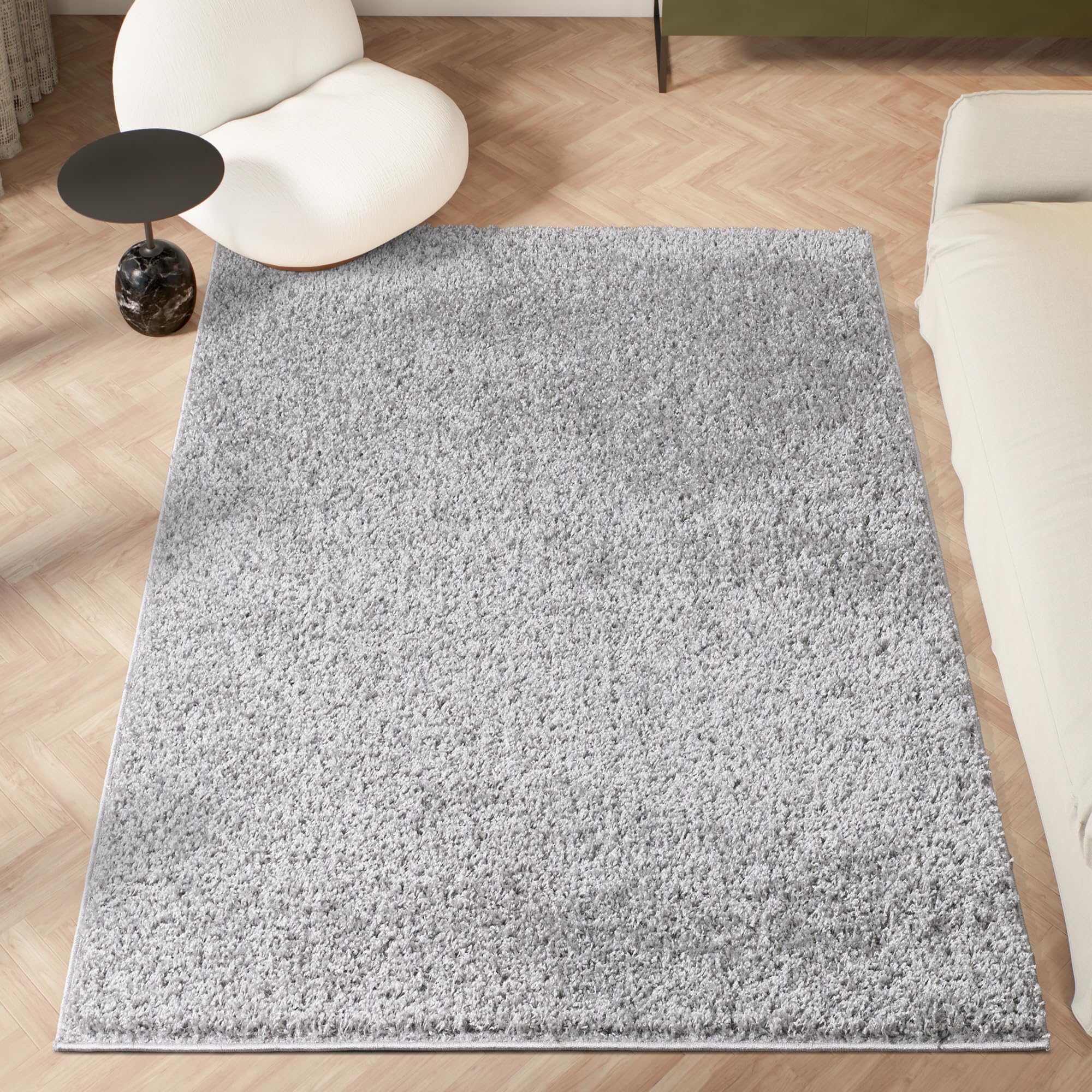 homeart Area Rug - Super Soft Shaggy Rugs For The Living Rooms, Bedrooms And Kitchen - Modern, Easy To Clean Carpet - 60x110 cm, Silver Grey