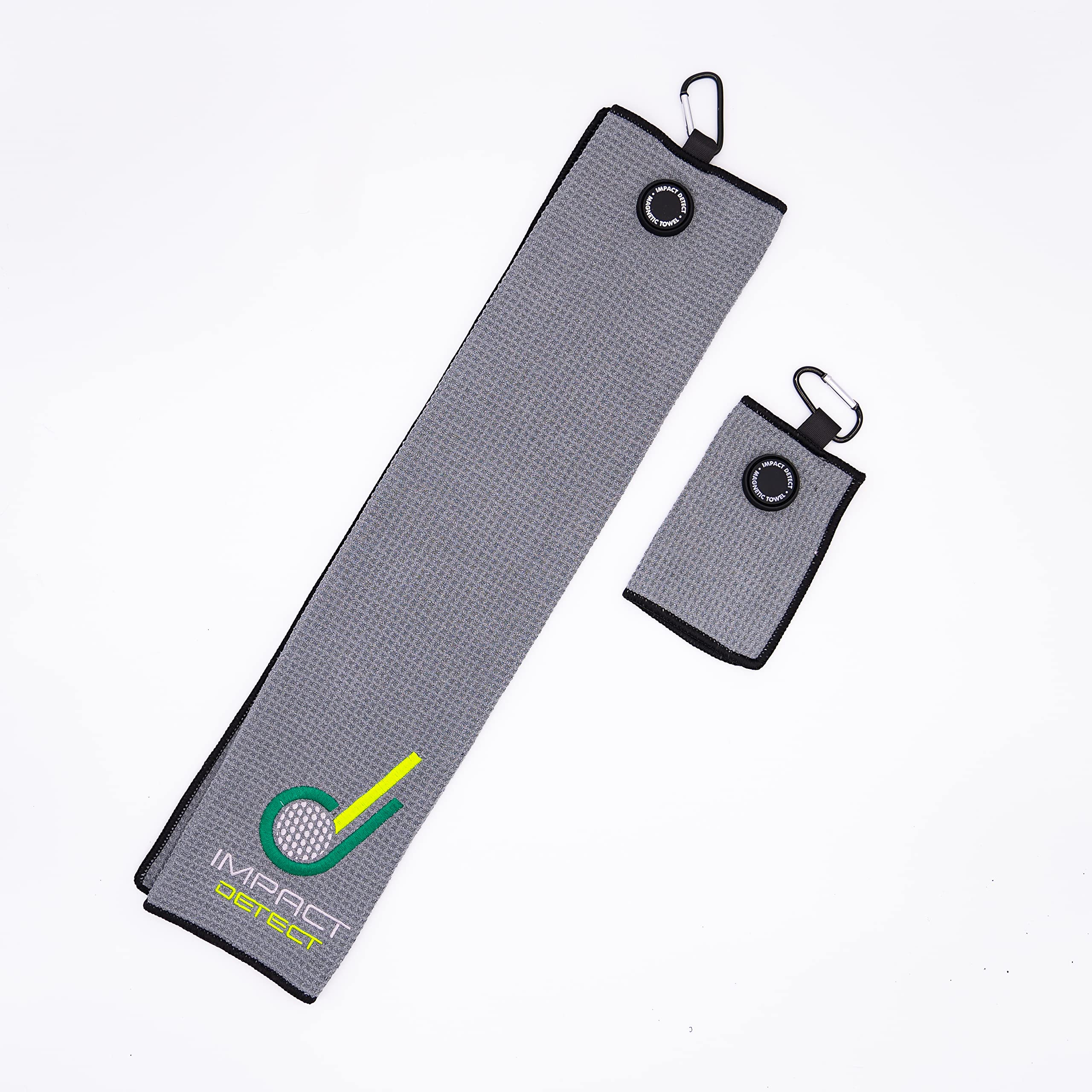 IMPACT DETECT Dual Magnetic Golf Towel | Premium Microfiber Waffle Golf Towel With Quick detach Ball Towel | (Grey)
