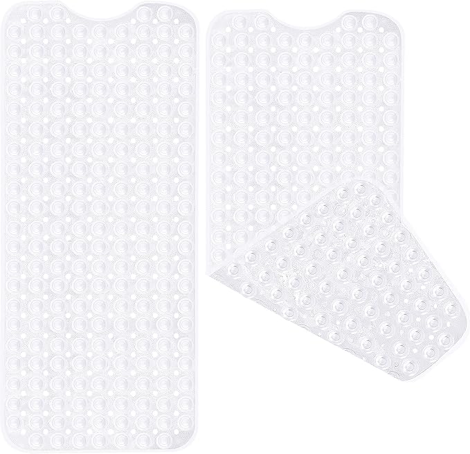 Utopia Home Alfombra de Bañera Antideslizante (2 Pack) - Alfombrilla de Baño Lavable a máquina y a Mano con 200 Ventosas - Ideal para Ancianos y niños (40x100cm, Transparente)