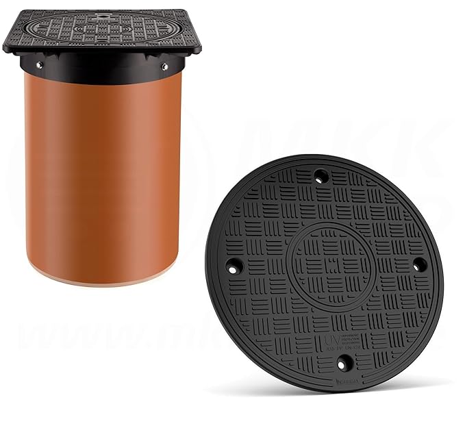 Kontrollschacht Telskopabdeckung Kanalschacht- Deckel Ø 315 mm eckig geschlossen Rohr 50 cm 3 T 30 kN KG Verschluß Schacht Gu