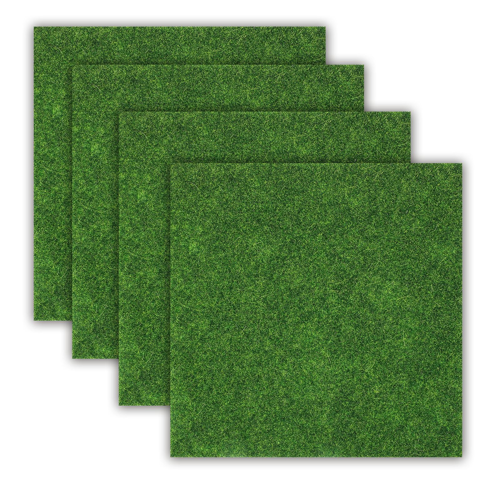 Aeaocvo 4 PCS Fake Grass Sheets, 15 X 15 cm Miniature Craft Grass Dolls House Micro Artificial Grasses for Crafts, Toy Imitation Grasses Mat for Modelling, Dolls House, Toy Farm Ornament