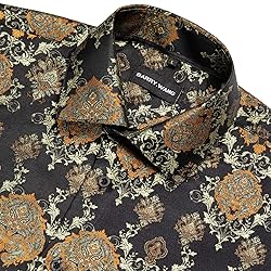 Barry.Wang Men's Dress Shirts Woven Paisley Silk