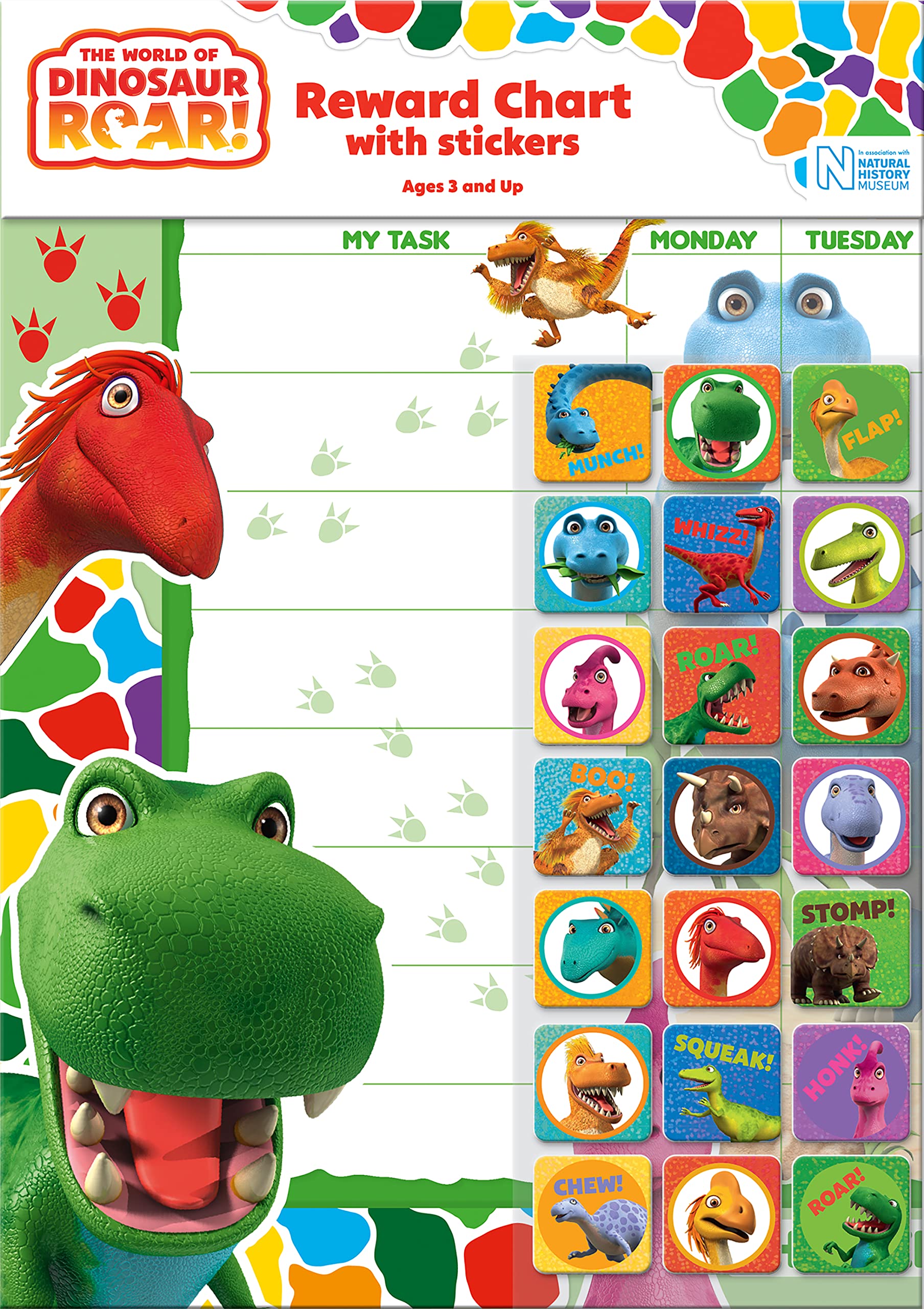 Paper Projects The World of Dinosaur Roar! Reward Chart Includes 56 Sparkly Stickers, 29.7cm x 21cm