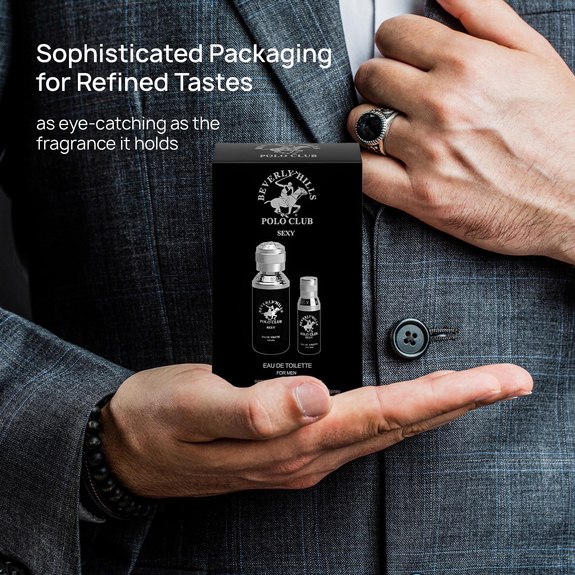 Beverly Hills Polo Club BHPC Men's Eau de Toilette Bonus Pack - Sexy Scent Cologne Gift Set (1.7 oz + 0.5 oz Travel Spray)