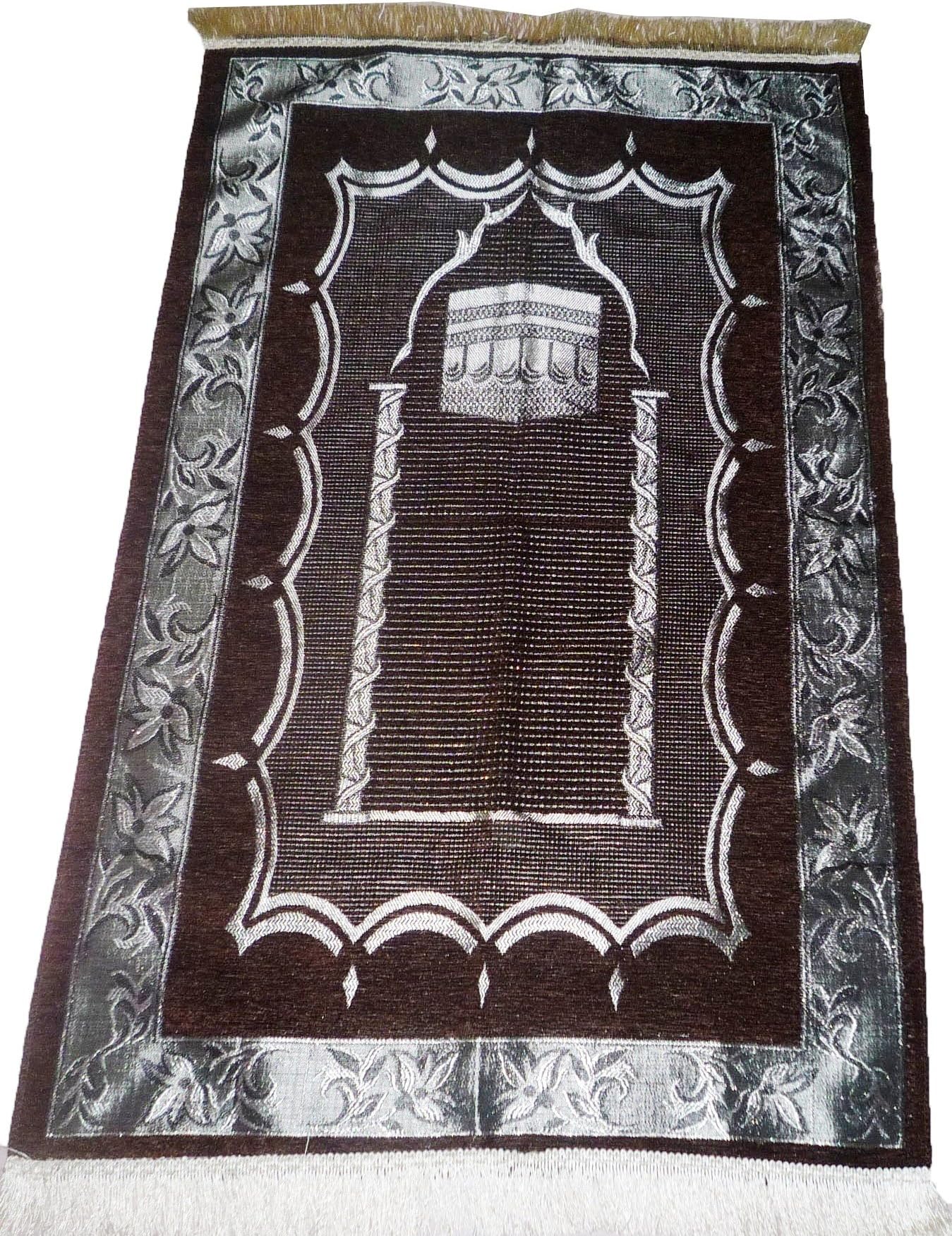 Muslim Sajadah Islam Prayer Rug Lightweight Carpet Al Kabah Home Decoration - Dark Brown