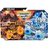 Monster Jam, Official Fire and Ice Dragon Vs. Max-D Die-Cast Monster Trucks, 1:64 Scale, Kids Toys for Boys Ages 3 and up