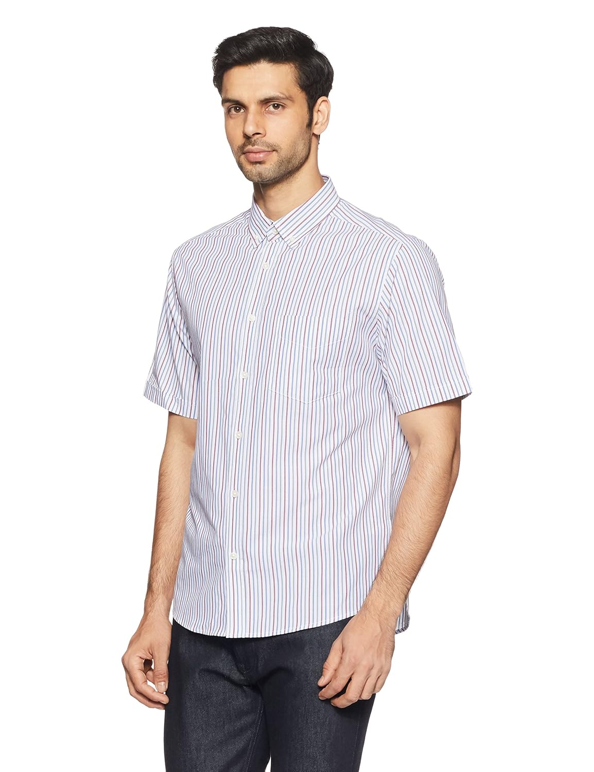 marks & spencer men's striped regular fit casual shirt