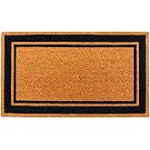 KAF Home Border Stripe Coir Doormat, Heavy-Duty, Weather Resistant, Non-Slip PVC Backing, Indoor and Outdoor Use