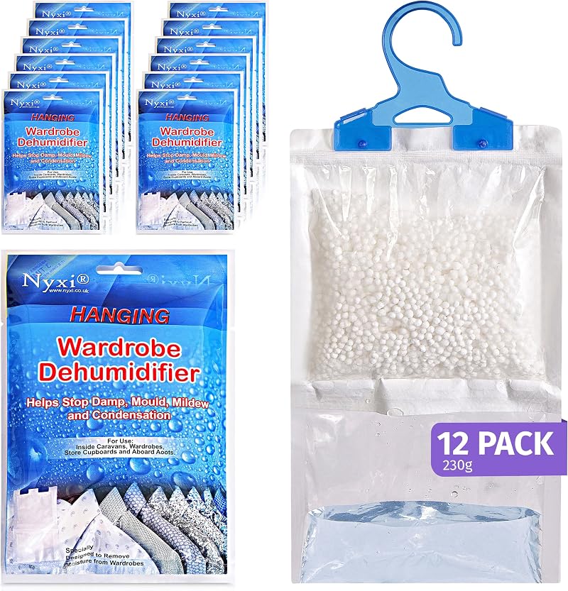 Nyxi Set of 12 Hanging Dehumidifier Bags 230g Each Wardrobe Closet