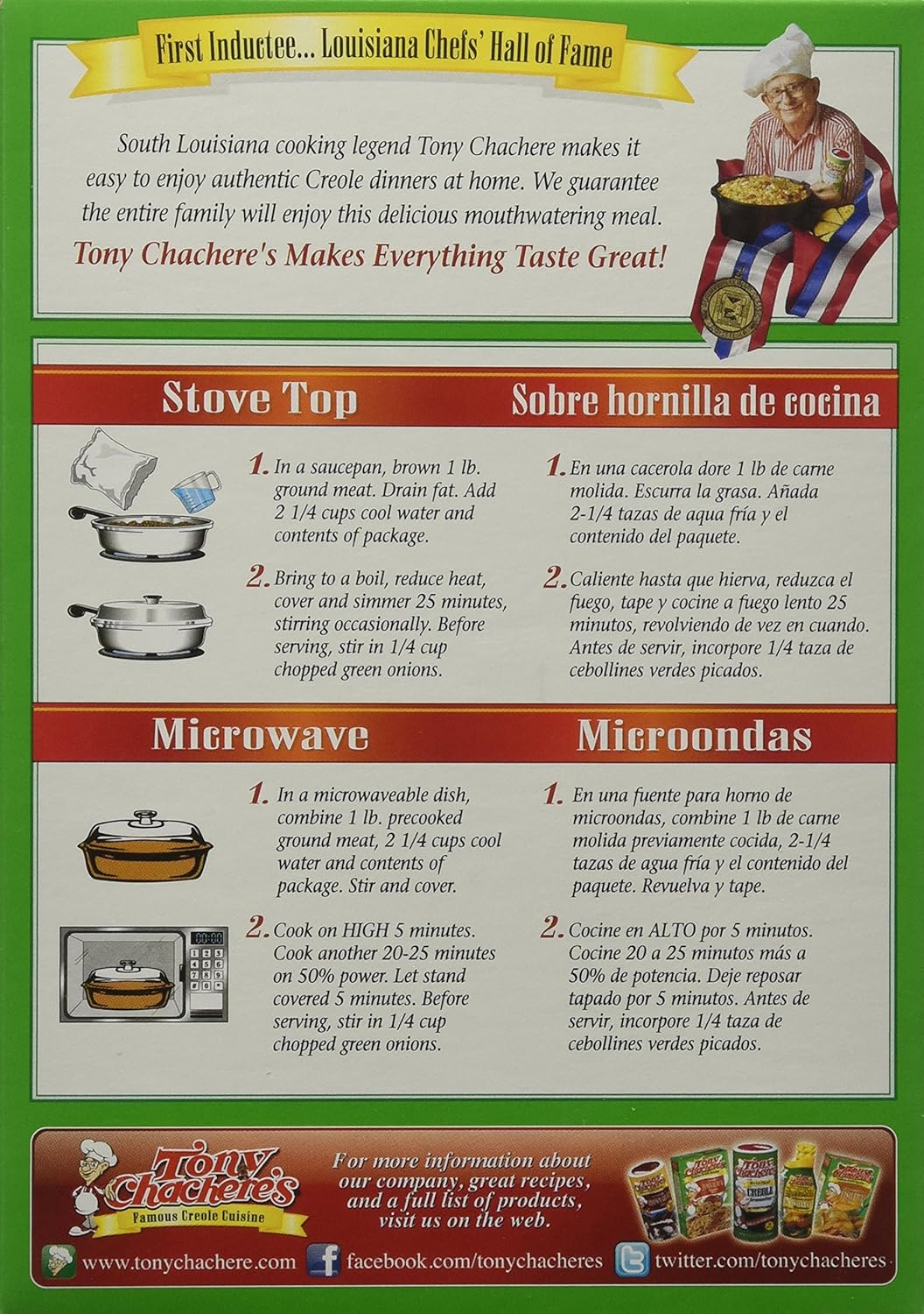 Tony Chachere Rice Dinner Mix, Dirty Rice, 4 Count