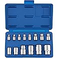 NEIKO 04300A E-Torx Socket Set, 14 Piece, External Torx, E4 to E24, 1/4", 3/8" and 1/2" Drive, Female Star, Inverted Socket Set, Cr-V Steel