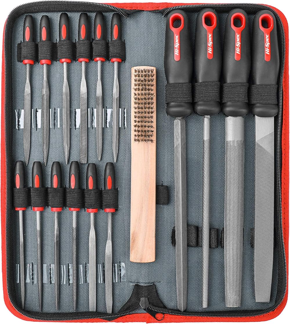 Hi-Spec 17 Pc Metal File Set with Case and Extras