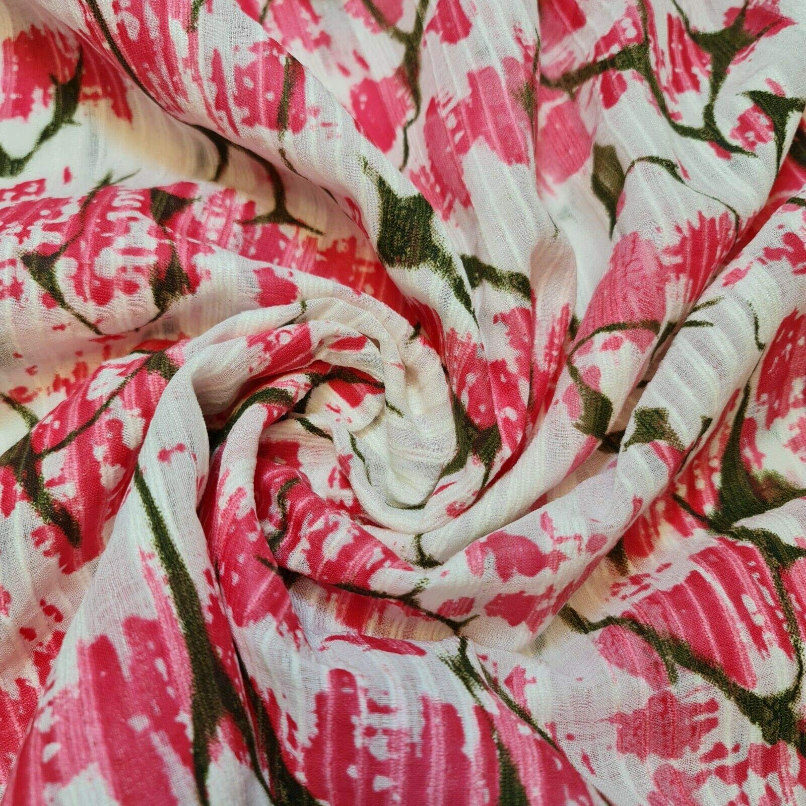 100% Cotton Organdy Print Stripe Dress Stiff Curatin Craft Fabric 58" (Colour 2 - Pre Cut 1 Meter)